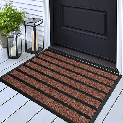 ubdyo Extra Durable Door Mat - Dirt Trapping Outdoor Welcome Mats - Non-Slip Outdoor Indoor Entrance - Low Profile Front Doormat (30" x 17", Bright Brown)