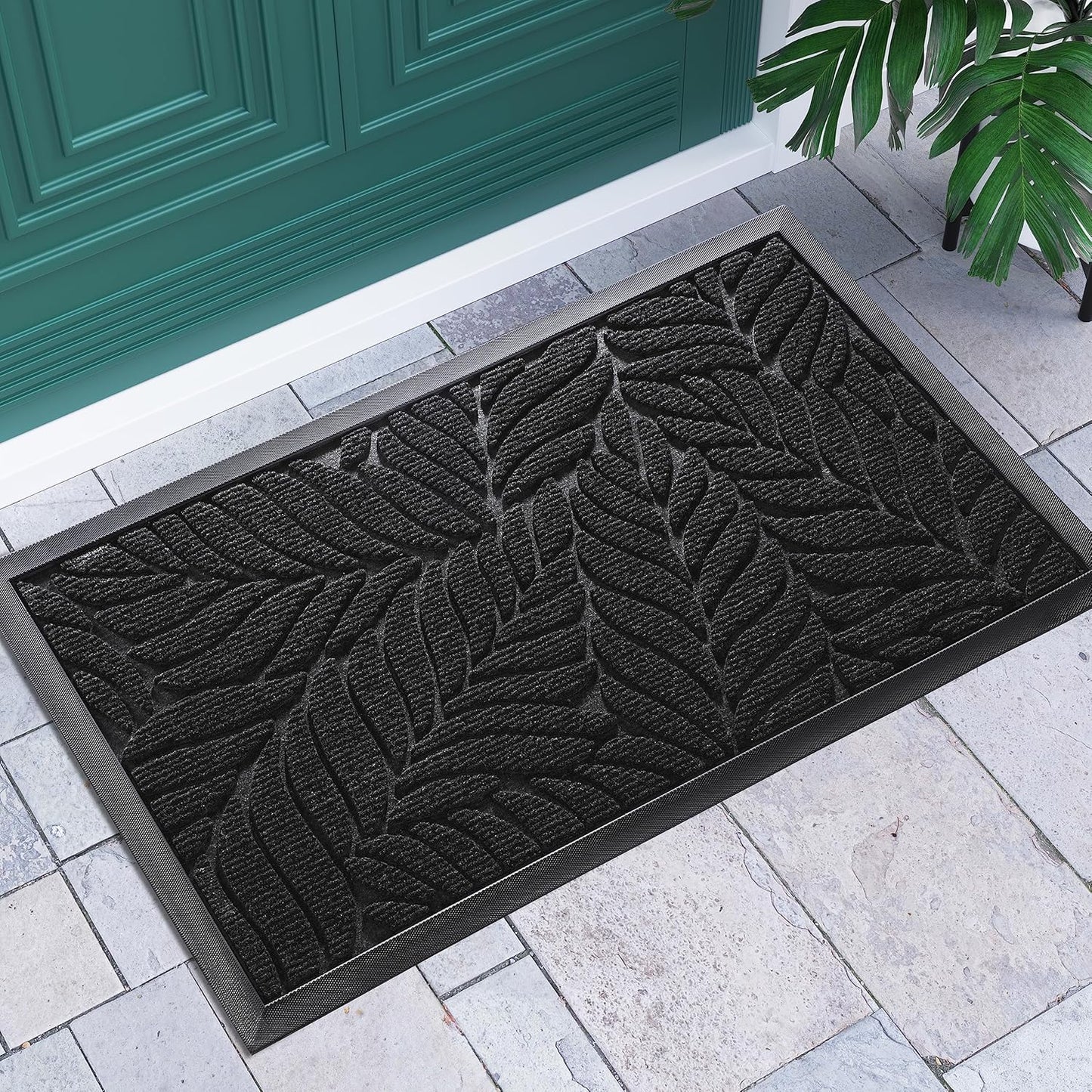 Yimobra Front Door Mat Outdoor Indoor, 29.5x17 All-Season Waterproof Door Mat Outside Entrance, All-Weather Non-Slip Outside Doormat for Garage Patio Entryway, Brown
