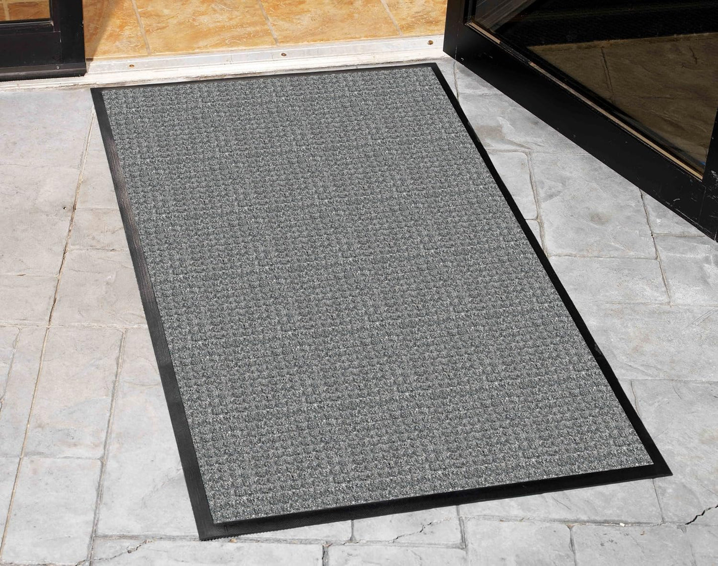 Guardian WaterGuard Indoor/Outdoor Wiper Scraper Floor Mat, Rubber/Nylon, 3'x4', Grey