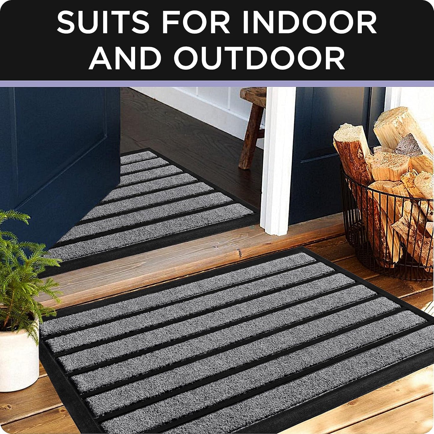 ubdyo Extra Durable Door Mat - Dirt Trapping Outdoor Welcome Mats - Non-Slip Outdoor Indoor Entrance - Low Profile Front Doormat (30" x 17", Bright Brown)