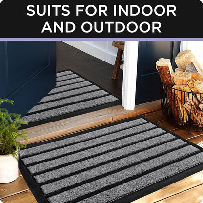 ubdyo Extra Durable Door Mat - Dirt Trapping Outdoor Welcome Mats - Non-Slip Outdoor Indoor Entrance - Low Profile Front Doormat (30" x 17", Bright Brown)