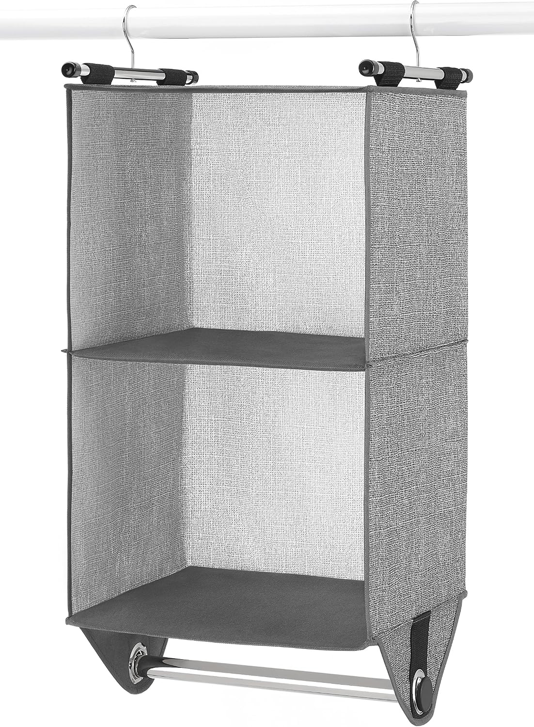 Whitmor 4 Section Fabric Closet Organizer Shelving with Built In Chrome Garment Rod