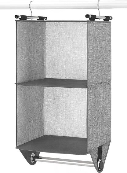 Whitmor 4 Section Fabric Closet Organizer Shelving with Built In Chrome Garment Rod