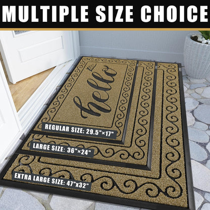 Yimobra Welcome Mat, Heavy Duty Sturdy Door Mats for Home Entrance Outdoor Indoor, Front Doormat for Outside Patio Floor Entry Porch Garage Office, Waterproof, Low Profile, 29.5x17, Black Grey