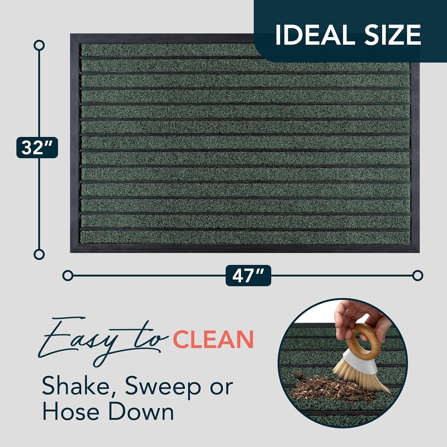 ubdyo Extra Durable Door Mat - Dirt Trapping Outdoor Welcome Mats - Non-Slip Outdoor Indoor Entrance - Low Profile Front Doormat (30" x 17", Bright Brown)
