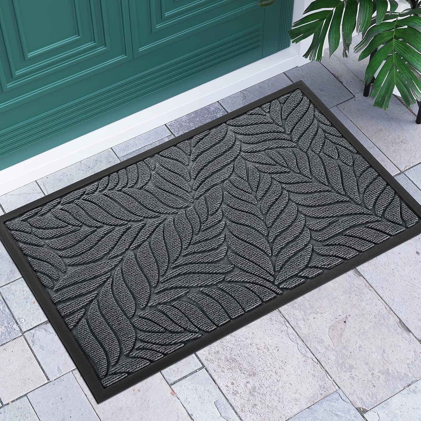 Yimobra Front Door Mat Outdoor Indoor, 29.5x17 All-Season Waterproof Door Mat Outside Entrance, All-Weather Non-Slip Outside Doormat for Garage Patio Entryway, Brown