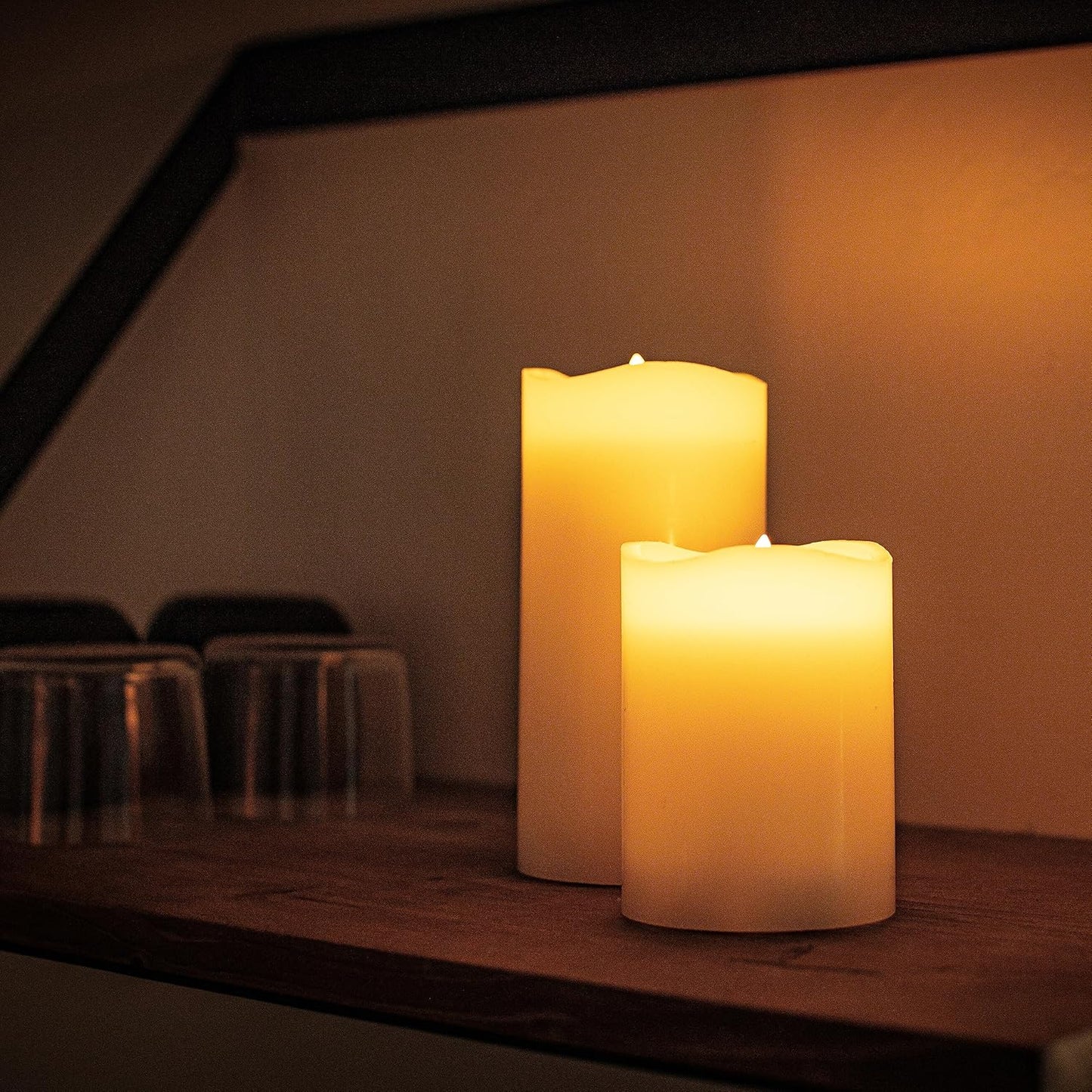 Stonebriar 6 Count White Real Wax 3x3 Flameless LED Pillar Candles with Remote and Timer