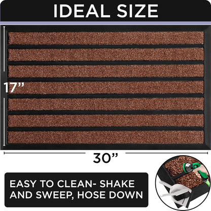 ubdyo Extra Durable Door Mat - Dirt Trapping Outdoor Welcome Mats - Non-Slip Outdoor Indoor Entrance - Low Profile Front Doormat (30" x 17", Bright Brown)