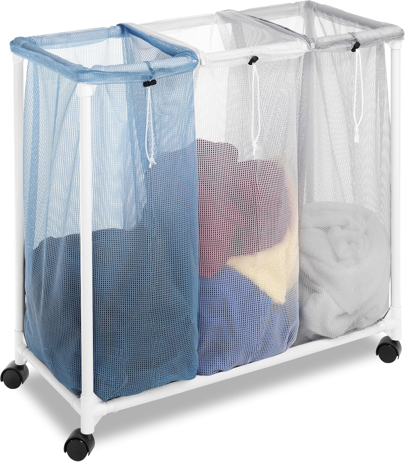 Whitmor Triple Laundry Sorter with Wheels