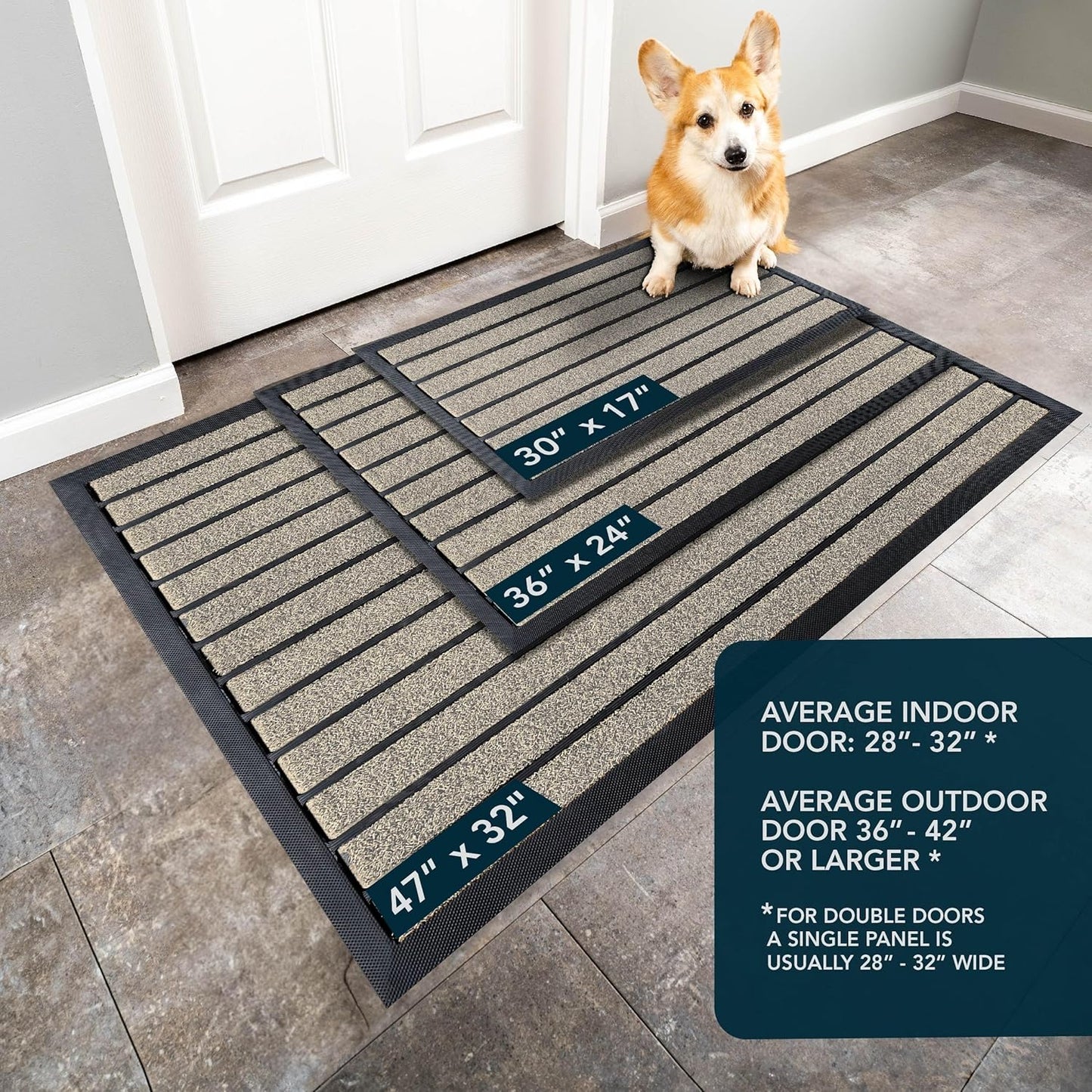 ubdyo Extra Durable Door Mat - Dirt Trapping Outdoor Welcome Mats - Non-Slip Outdoor Indoor Entrance - Low Profile Front Doormat (30" x 17", Bright Brown)