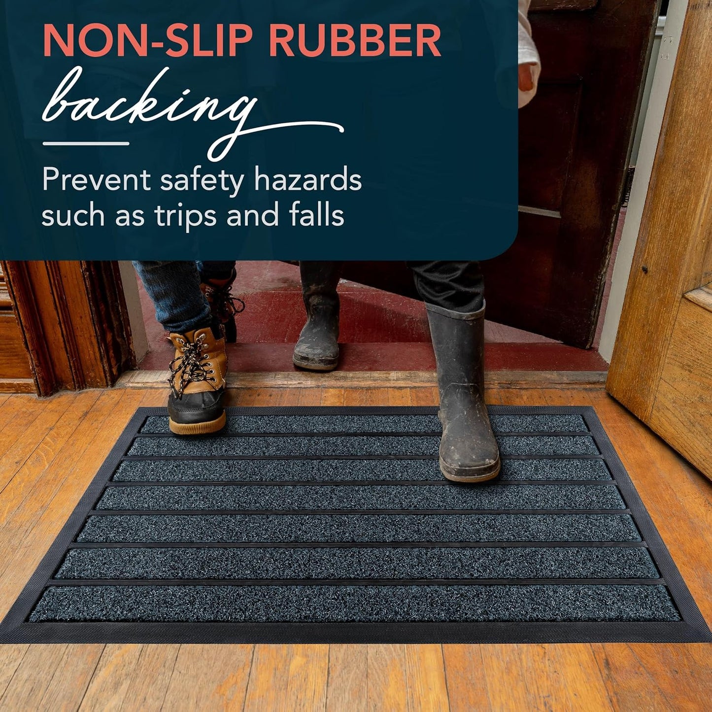 ubdyo Extra Durable Door Mat - Dirt Trapping Outdoor Welcome Mats - Non-Slip Outdoor Indoor Entrance - Low Profile Front Doormat (30" x 17", Bright Brown)
