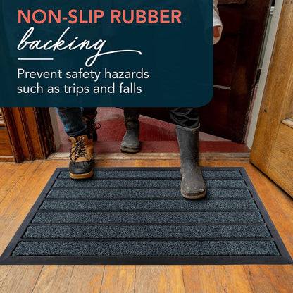 ubdyo Extra Durable Door Mat - Dirt Trapping Outdoor Welcome Mats - Non-Slip Outdoor Indoor Entrance - Low Profile Front Doormat (30" x 17", Bright Brown)