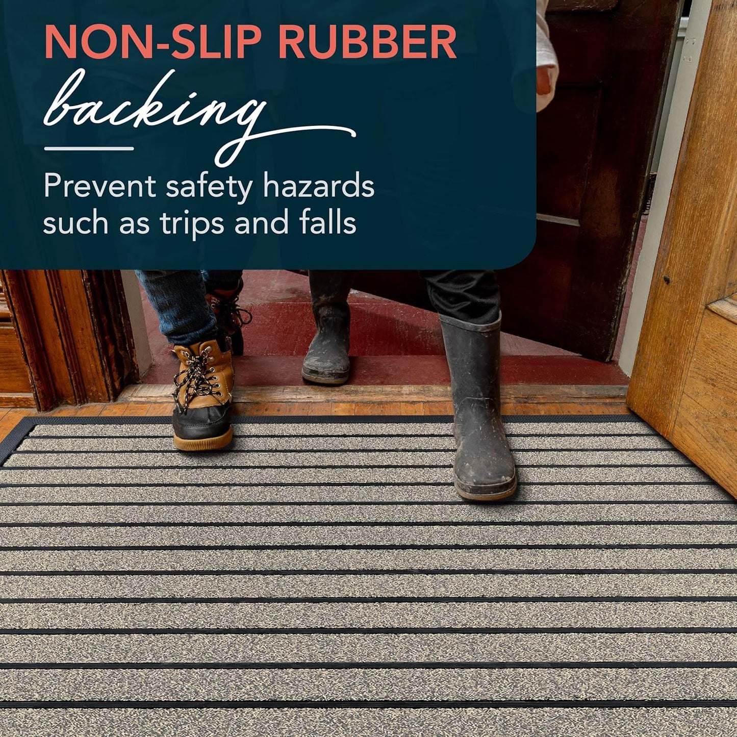 ubdyo Extra Durable Door Mat - Dirt Trapping Outdoor Welcome Mats - Non-Slip Outdoor Indoor Entrance - Low Profile Front Doormat (30" x 17", Bright Brown)