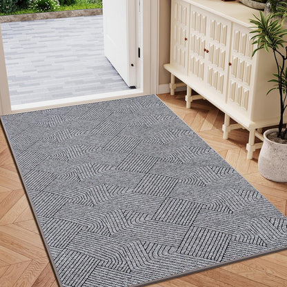 Indoor Door Mat 17"x30", Low-Profile Thin Welcome Front Door Mat Indoor Entrance, Non Slip Rubber Backing Inside Doormat Washable Entryway Dirt Resistant & Absorbent Entry Mat, Light-Brown