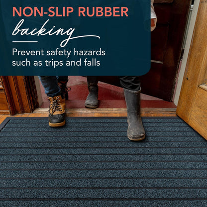 ubdyo Extra Durable Door Mat - Dirt Trapping Outdoor Welcome Mats - Non-Slip Outdoor Indoor Entrance - Low Profile Front Doormat (30" x 17", Bright Brown)