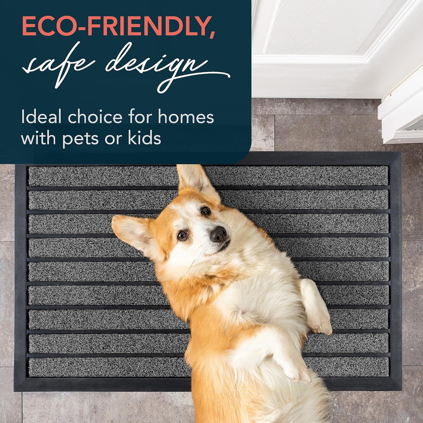 ubdyo Extra Durable Door Mat - Dirt Trapping Outdoor Welcome Mats - Non-Slip Outdoor Indoor Entrance - Low Profile Front Doormat (30" x 17", Bright Brown)