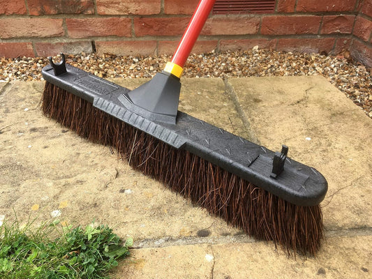 Quickie Bulldozer 24-Inch Multi-Surface Push Broom, 60" Wood Handle, Green, for Outdoor/Indoor Sweeping/Cleaning