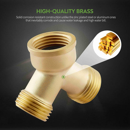 Litorange 1 PCS Lead-free Brass Body Backyard 2 Way Y Valve Garden Hose Connector MHT 3/4" Inch Thread Splitter Adapter + 2 Rubber Hose Washers