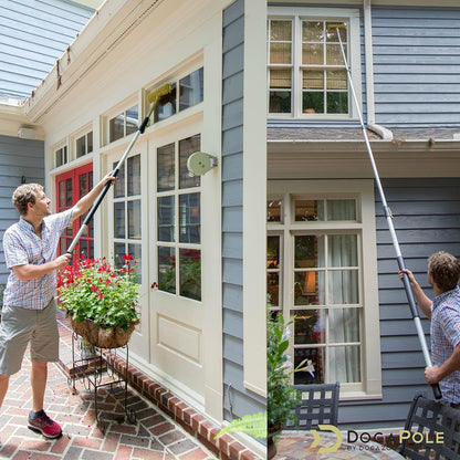 DOCAZOO DOCA Telescoping Pole 7-28 Ft - Extension Pole for Cleaning, Feather Duster, Window Washing Kit, Paint Roller, Window Squeegee - High Reach Extendable Kit for Indoor & Outdoor - Pole Only