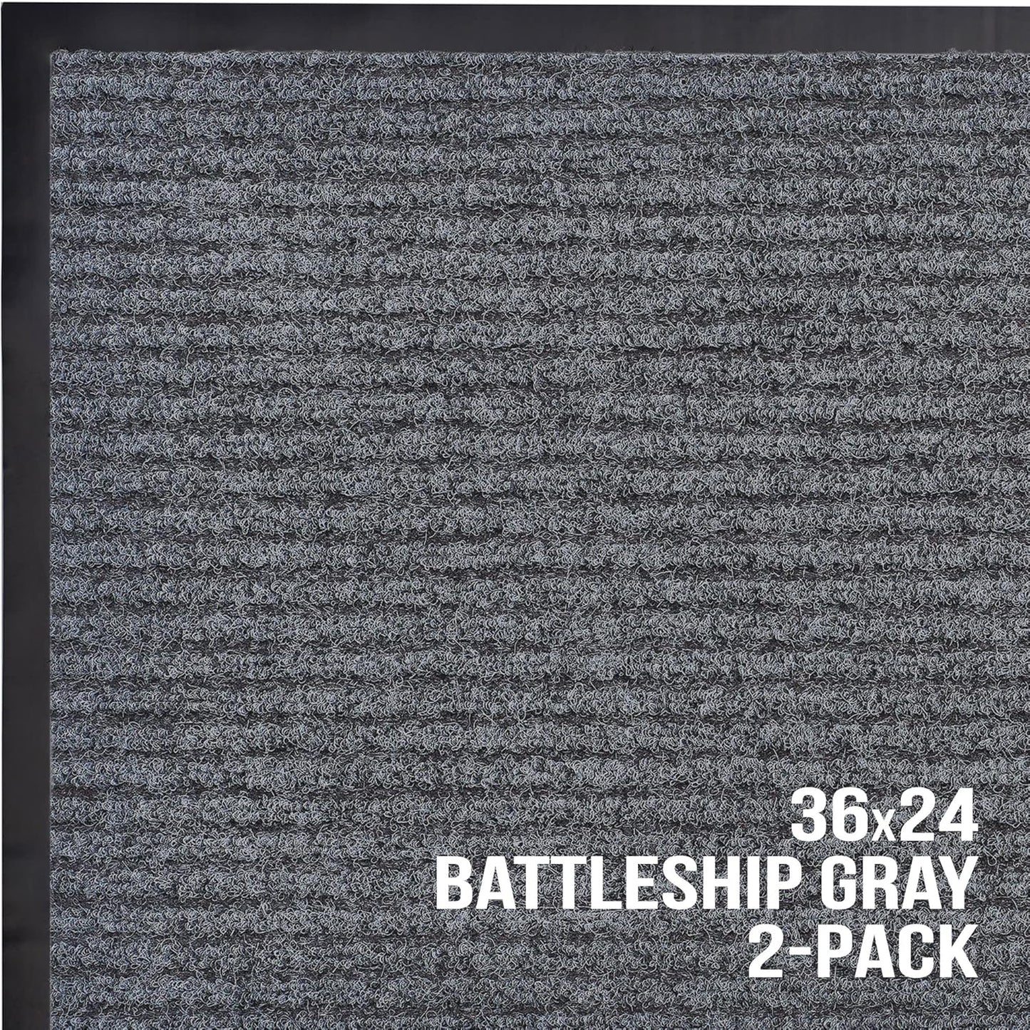 Sierra Concepts Front Door Mat Welcome Floor Mats - Entryway Indoor Outdoor Entrance Doormat, Patio, Porch, Muddy Shoe, Inside Outside Low Profile, 30x17 inches, 2-Pack Gray