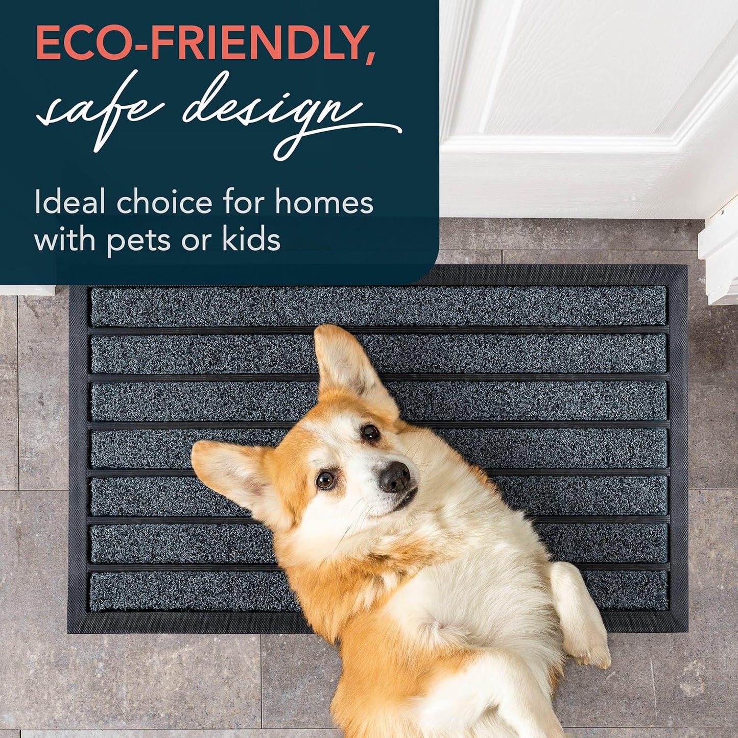 ubdyo Extra Durable Door Mat - Dirt Trapping Outdoor Welcome Mats - Non-Slip Outdoor Indoor Entrance - Low Profile Front Doormat (30" x 17", Bright Brown)