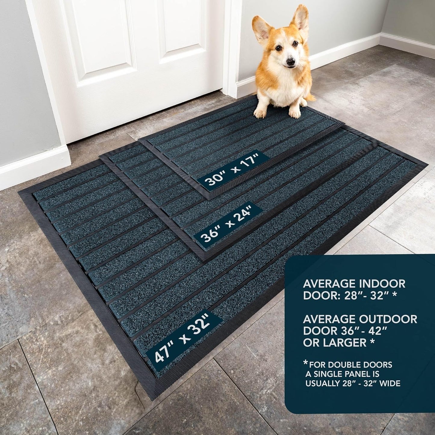 ubdyo Extra Durable Door Mat - Dirt Trapping Outdoor Welcome Mats - Non-Slip Outdoor Indoor Entrance - Low Profile Front Doormat (30" x 17", Bright Brown)