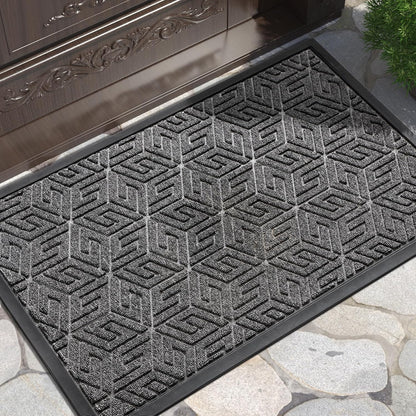 Yimobra Doormat Outdoor Entrance 29.5x17, All-Weather Waterproof Outdoor Mats for Front Door, Non Slip Welcome Door Mat for Patio Proch Outside Entryway Indoor, Black