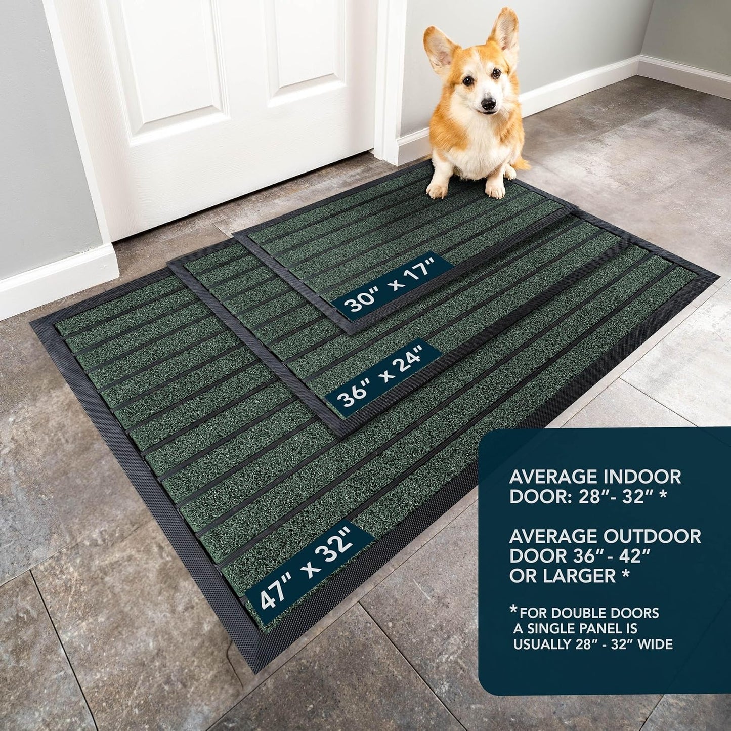 ubdyo Extra Durable Door Mat - Dirt Trapping Outdoor Welcome Mats - Non-Slip Outdoor Indoor Entrance - Low Profile Front Doormat (30" x 17", Bright Brown)