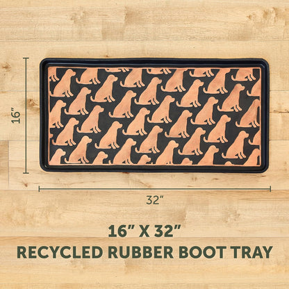 Eddie Bauer Rubber Boot Tray – Lake Waves Design, 16"x32", Black – Waterproof Entryway Boot Mat