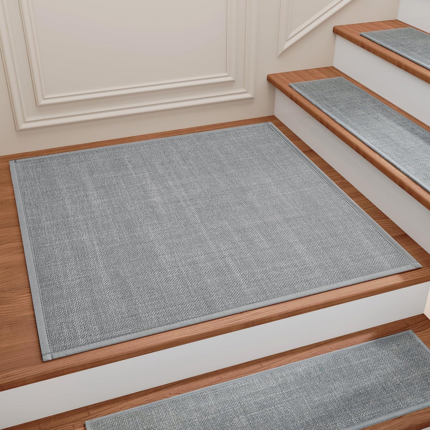 Stair Treads Carpet 4 pcs for Wooden Steps with Non Slip Rubber Backing, 100% Polyester Soft Stairs Resistant Indoor Skid Runner Safety Rugs for Kids Elders and Pets 30" * 8" (Dark Gray)