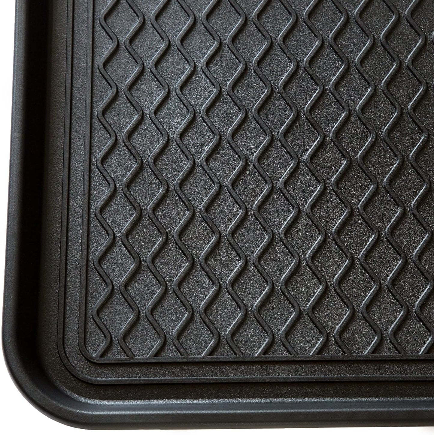 All Weather Boot Tray – Set of 2 Large Water-Resistant Plastic Utility Shoe Mat for Indoor and Outdoor Use in All Seasons by Stalwart (Black)