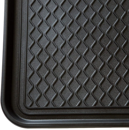 All Weather Boot Tray – Set of 2 Large Water-Resistant Plastic Utility Shoe Mat for Indoor and Outdoor Use in All Seasons by Stalwart (Black)