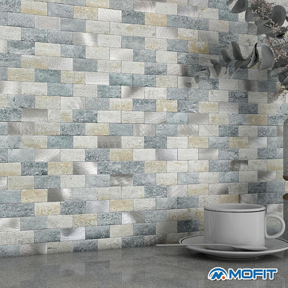 Peel and Stick Brick Backsplash for Kitchen,Back Splash for Bathrooms Walls Tiles Waterproof(10sheets,Blue Gray)