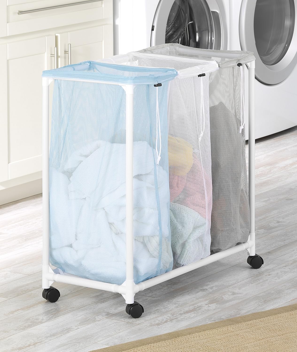 Whitmor Triple Laundry Sorter with Wheels