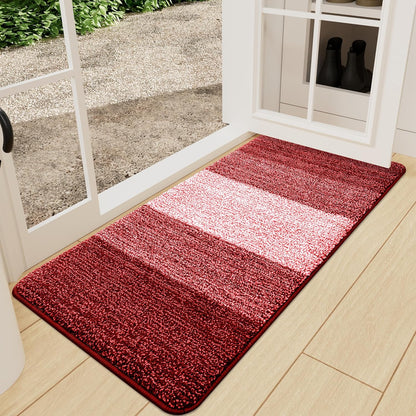 Kitinjoy Indoor Outdoor Door Mat, 32x20 Non-Slip Absorbent Dirt Trapper, Low-Profile Washable Inside Entrance Front Floor Mat, Sturdy Soft Entry Doormats for Entryway, Grey