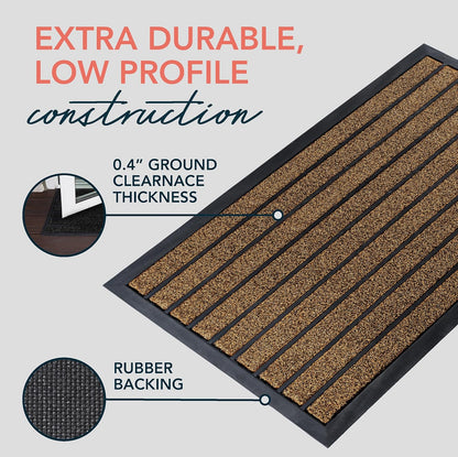 ubdyo Extra Durable Door Mat - Dirt Trapping Outdoor Welcome Mats - Non-Slip Outdoor Indoor Entrance - Low Profile Front Doormat (30" x 17", Bright Brown)