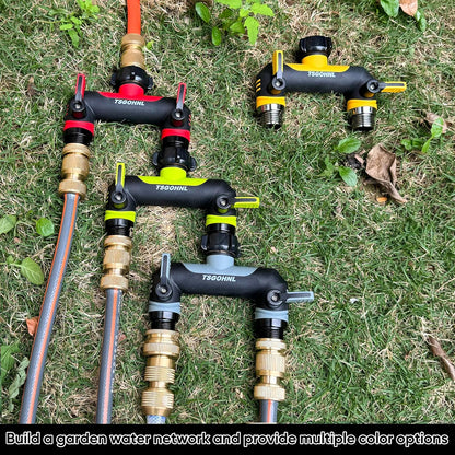 3 Way Garden Hose Splitter, High Flow Outdoor Faucet Splitter with 3 Independent Shut Off Valves, Wide Spacing for Timers, Standard 3/4" GHT for Lawn Yard Garden Watering