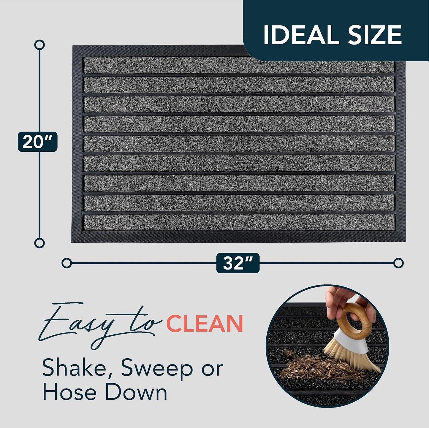 ubdyo Extra Durable Door Mat - Dirt Trapping Outdoor Welcome Mats - Non-Slip Outdoor Indoor Entrance - Low Profile Front Doormat (30" x 17", Bright Brown)
