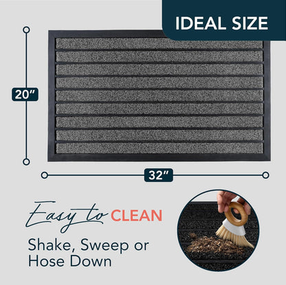 ubdyo Extra Durable Door Mat - Dirt Trapping Outdoor Welcome Mats - Non-Slip Outdoor Indoor Entrance - Low Profile Front Doormat (30" x 17", Bright Brown)