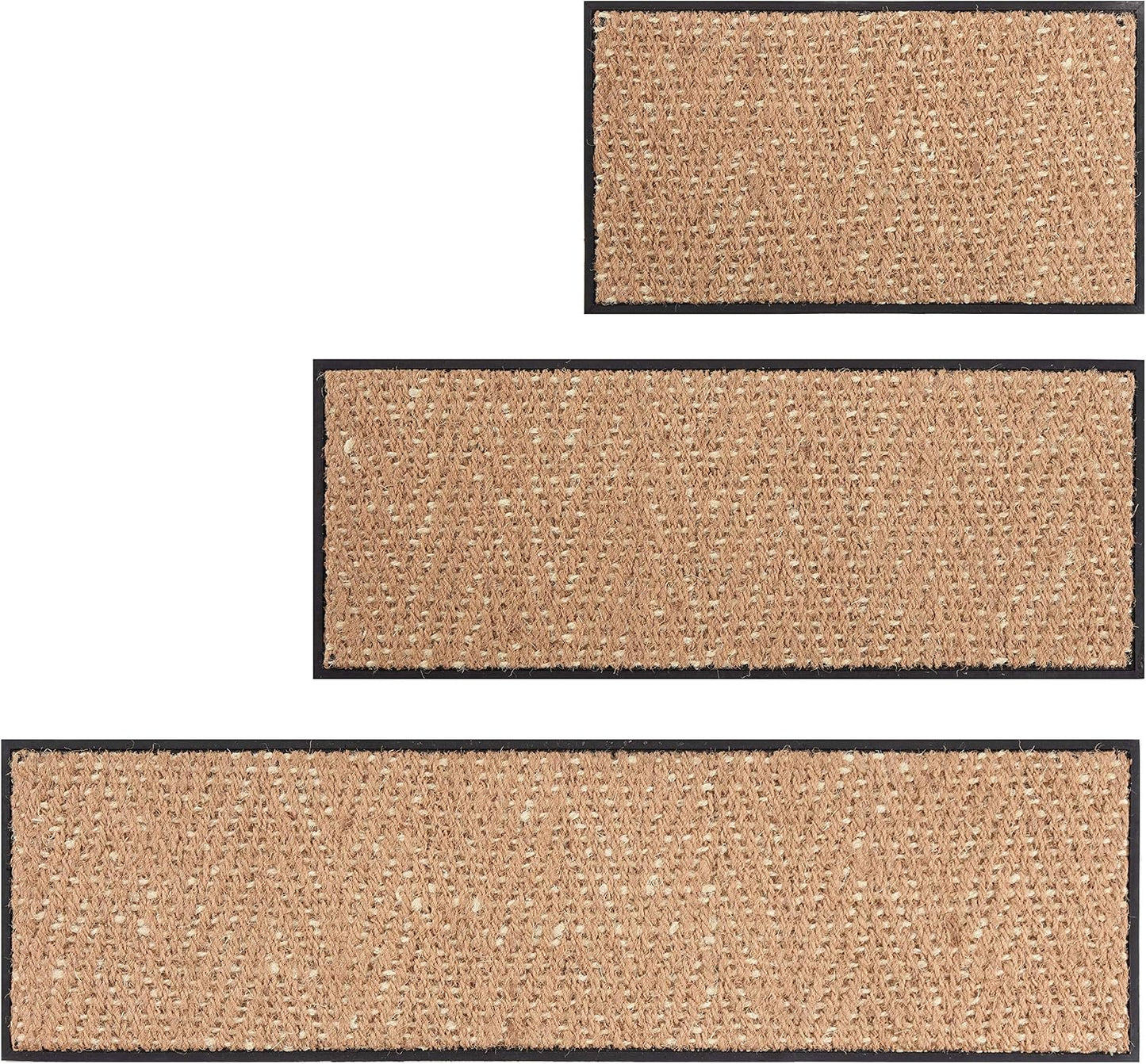 Anji Mountain Heavy Duty Waterproof Rubber Shoe Storage Mat Organizer/Boot Storage Tray Multi Use for Entryway with Coir, Tan Insert, Fits 4 Pair (46.5" Wide)