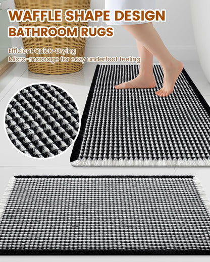 Smiry Waffle Bath Mat 30x20, Extra Soft Absorbent Bathroom Rugs, Non Slip Machine Washable Quick Dry Bath Rugs for Bathroom Floor, Tub, Shower, Home Decor Accessories, Brown