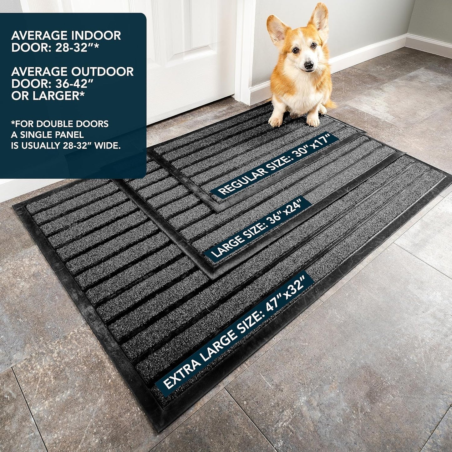 ubdyo Extra Durable Door Mat - Dirt Trapping Outdoor Welcome Mats - Non-Slip Outdoor Indoor Entrance - Low Profile Front Doormat (30" x 17", Bright Brown)