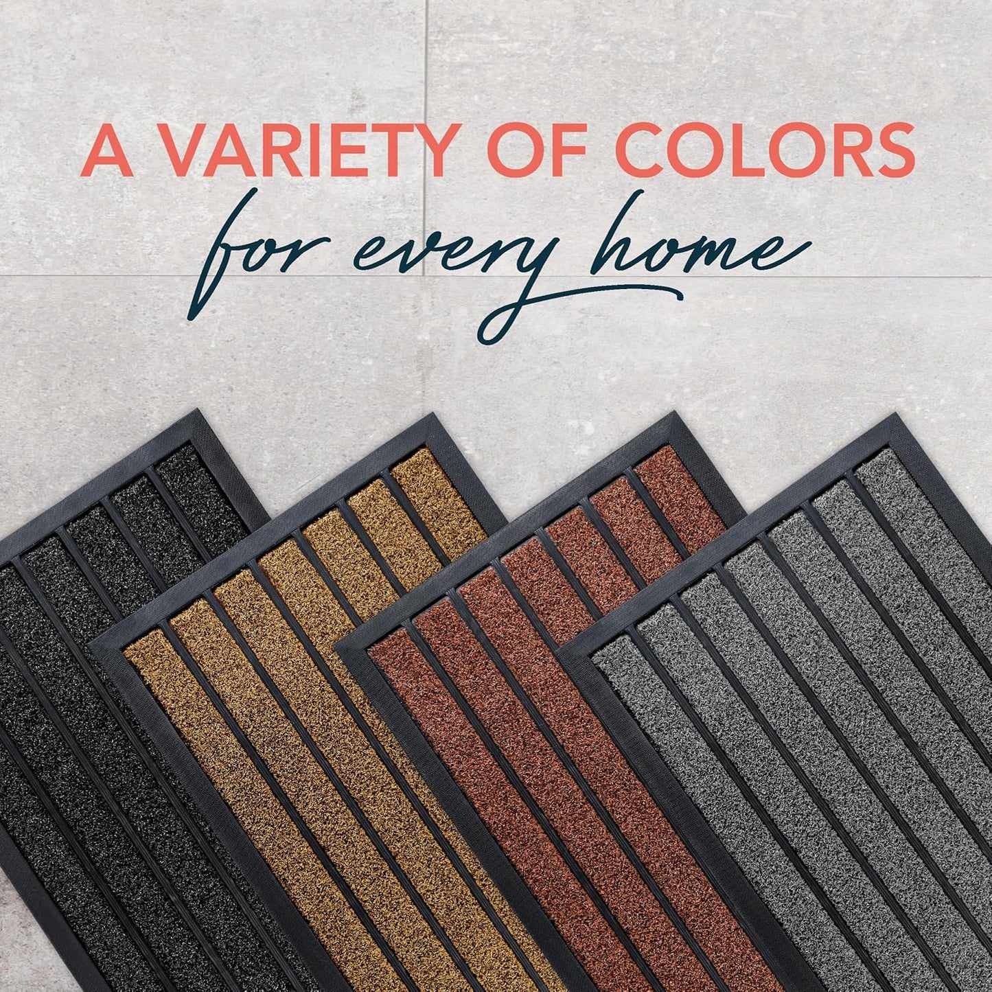 ubdyo Extra Durable Door Mat - Dirt Trapping Outdoor Welcome Mats - Non-Slip Outdoor Indoor Entrance - Low Profile Front Doormat (30" x 17", Bright Brown)