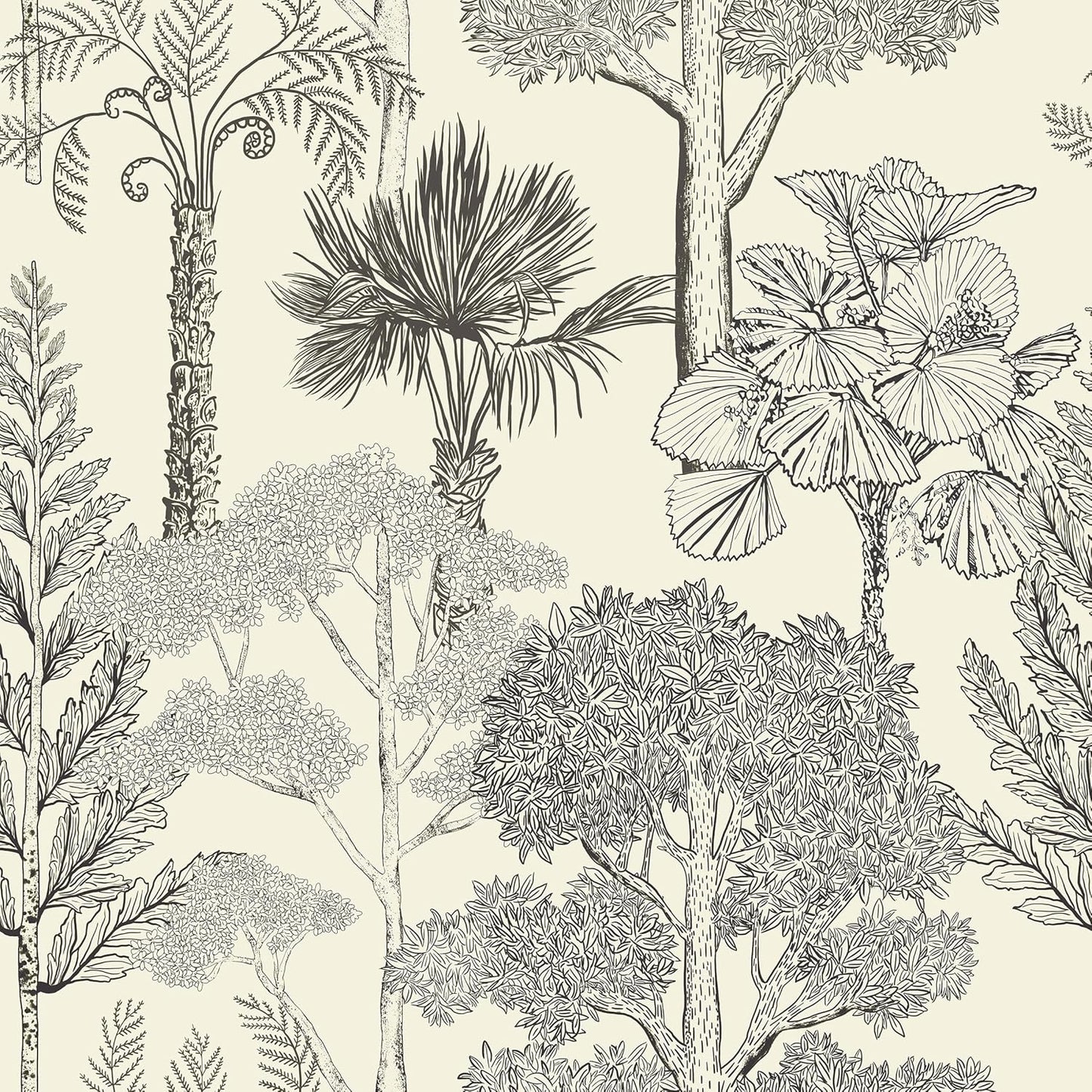 Safiyya Peel and Stick Wallpaper Beige Forest Contact Paper 17.3" x 118" Vintage Tree Wall Paper Renter Friendly Self Adhesive Removable Wallpaper for Bathroom Vinyl Off-White