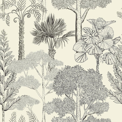Safiyya Peel and Stick Wallpaper Beige Forest Contact Paper 17.3" x 118" Vintage Tree Wall Paper Renter Friendly Self Adhesive Removable Wallpaper for Bathroom Vinyl Off-White