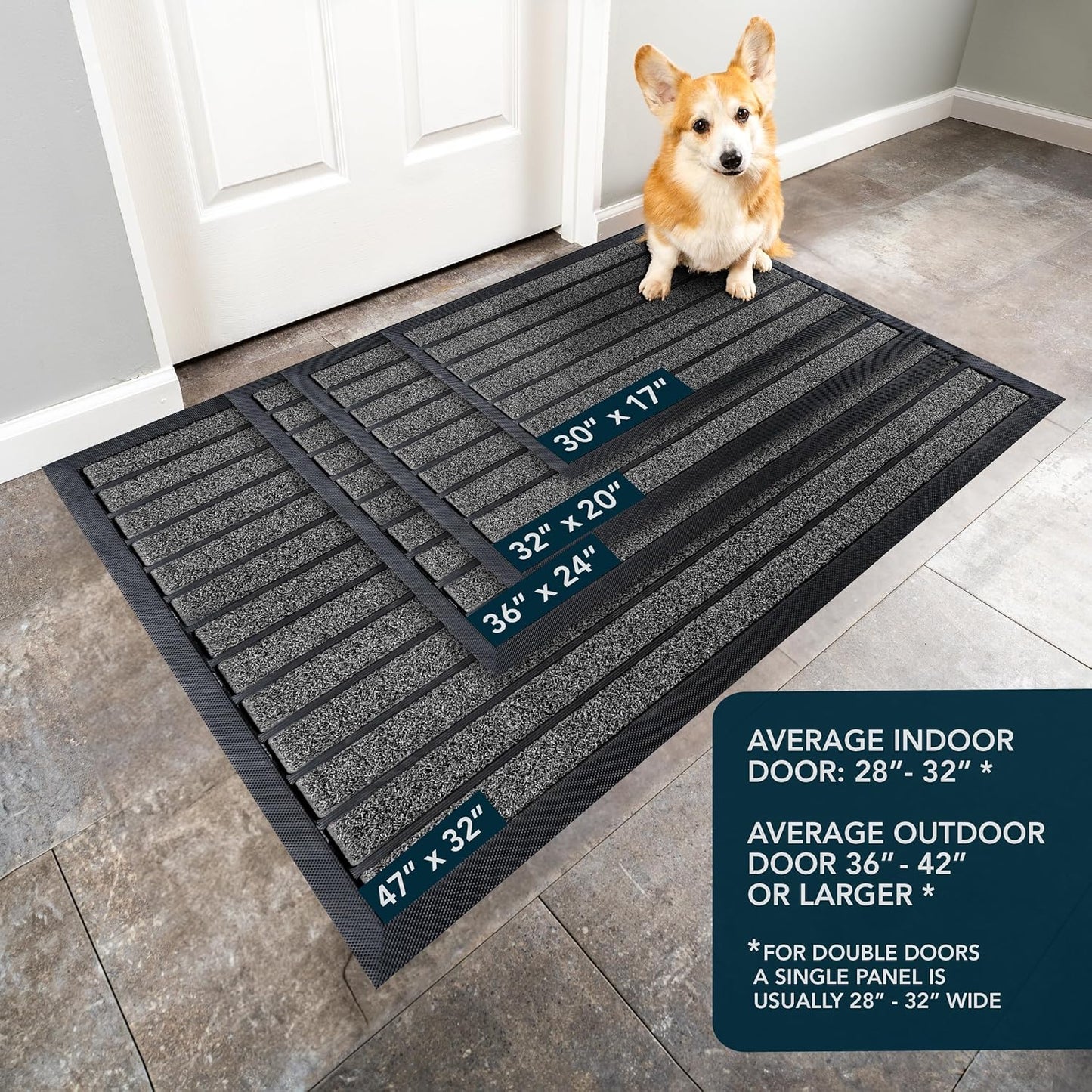 ubdyo Extra Durable Door Mat - Dirt Trapping Outdoor Welcome Mats - Non-Slip Outdoor Indoor Entrance - Low Profile Front Doormat (30" x 17", Bright Brown)
