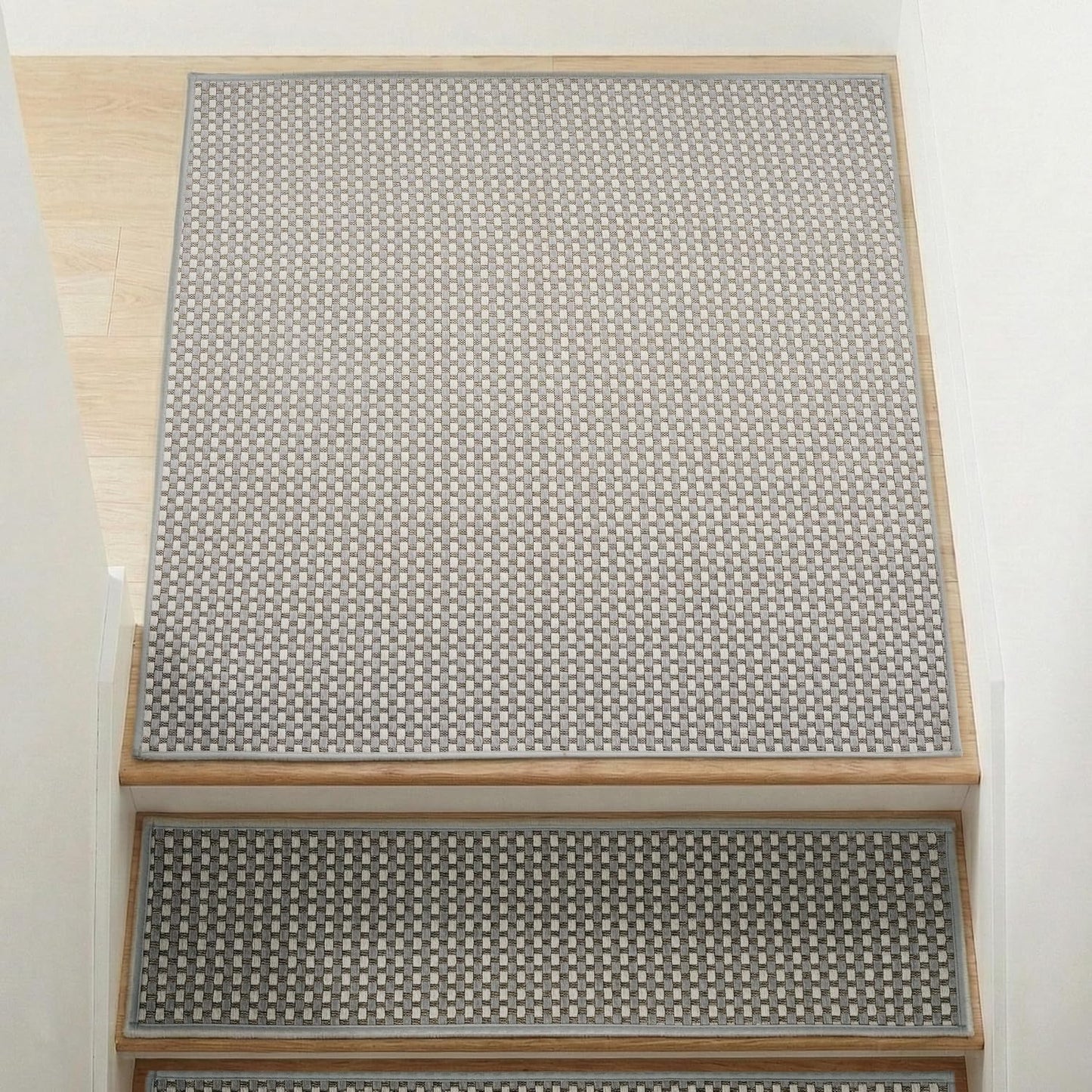 Chenille Stair Treads for Wooden Steps 8"x30" (15 Pack), Ultra Soft Non-Slip Carpet Stair Runners Indoor, Peel and Stick Self-Adhesive Step Rugs for Kids & Dogs, Machine Washable, Gray