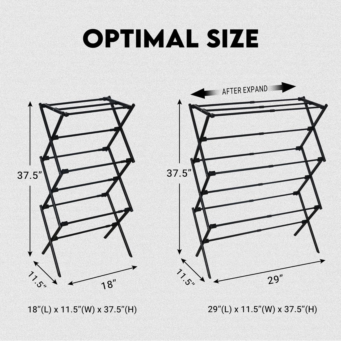 ZOES HOMEWARE 2026 Enhanced Clothes Drying Rack | Foldable Drying Rack Clothing for Laundry | Small Collapsible Portable Dryers for Laundry | Use for Indoor & Outdoor | White 37.5"x29"x12"