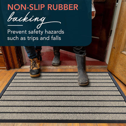 ubdyo Extra Durable Door Mat - Dirt Trapping Outdoor Welcome Mats - Non-Slip Outdoor Indoor Entrance - Low Profile Front Doormat (30" x 17", Bright Brown)