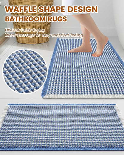 Smiry Waffle Bath Mat 30x20, Extra Soft Absorbent Bathroom Rugs, Non Slip Machine Washable Quick Dry Bath Rugs for Bathroom Floor, Tub, Shower, Home Decor Accessories, Brown